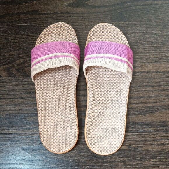 Pink and Tan Women's Slide Sandals - Picture 2 of 5
